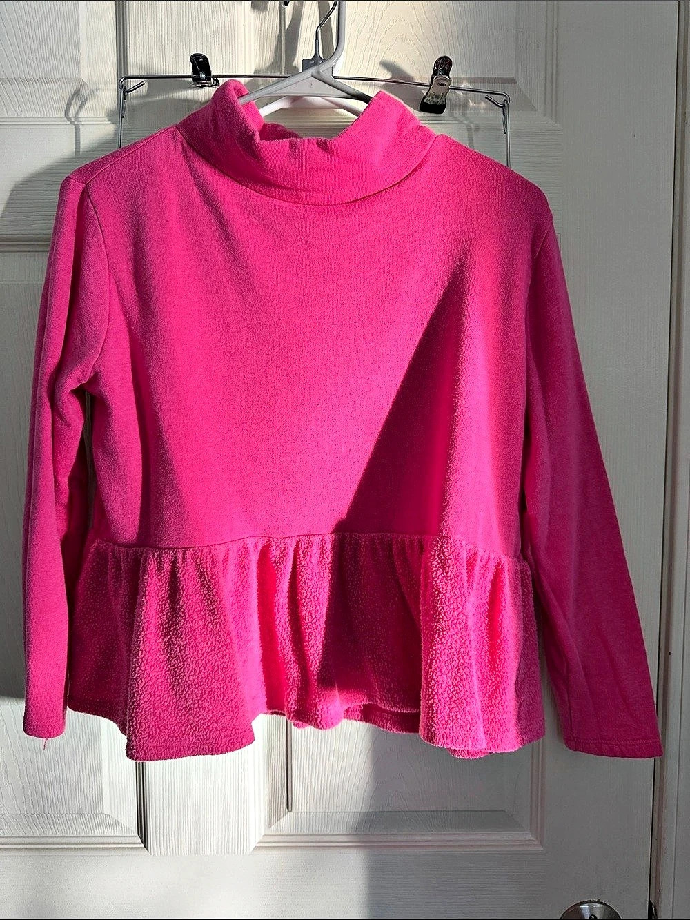 Crown & Ivy Pink Peplum Turtleneck Size PS Like New
